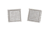 Men's Sterling Silver 11mm X 11mm Square Stud Earrings