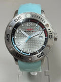 Helix Men's Silver Watch Ligth Blue Rubber Band