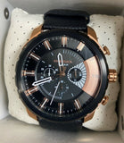 Diesel DZ4347 Stronghold Black Dial Black Leather Strap Men's Watch