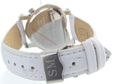 Swiss Master Women's Heart Stainless Steel Case White Leather Band Diamond Watch