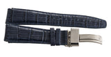 Aqua Master Mens 22mm Navy Blue Alligator Leather Silver Buckle Watch Band