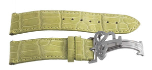 JACOB & CO Men's 22mm x 20mm Green Alligator Leather Silver Buckle Watch Band