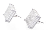 Men's Sterling Silver 15mm x 15mm Square Studded Earrings