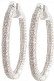 Sterling Silver Women's Silver-tone CZ Cubic Zirconia Hoop Earrings