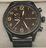 Michael Kors Hangar Men's  Black Dial Leather Strap Chronograph Watch MK7069