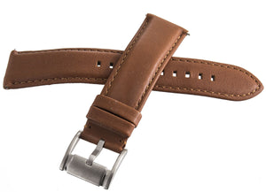 Fossil Men's 22mm Brown Leather Silver Buckle Watch Band Strap