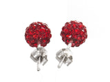 Sterling Silver Sparkling Crystal 6mm x 17mm Ruby Red Round Ball Stud Earrings