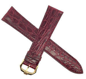 Raymond Weil 20mm  Burgundy Leather Watch Band Gold Buckle