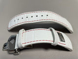 Aqua Master Mens 26mm White Leather Silver Buckle El Russo Watch Band