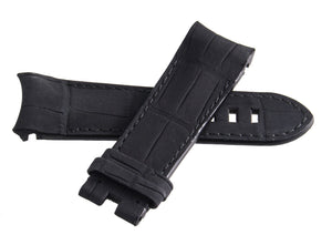 Montblanc Men's 22mm x 20mm Matte Black Alligator Leather Watch Band Strap FRK