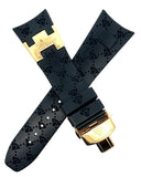 Aqua Master 26mm Black Rubber Watch Band Strap W/Gold Buckle