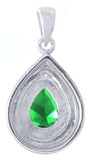 925 Sterling Silver White and Emerald Cubic Zirconia Teardrop Shape Pendant