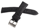 Fossil Men's 22mm Black Denim Fabric Silver Buckle Watch Band Strap