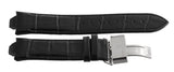 Aqua Master Mens 10mm to 23mm Black Leather Silver Buckle Watch Band Strap