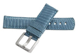 LOCMAN Men's 21MM x 20mm Light Blue Lizard Leather Silver Buckle Watch Band