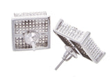 Men's Sterling Silver 15mm x 15mm Square Studded Earrings