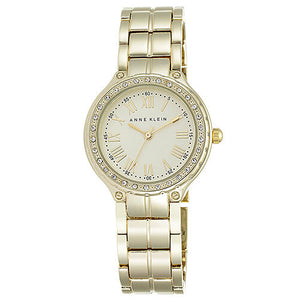 Anne Klein Women's Gold Dial Gold Tone Metal Bracelet Watch AK/2094CHGB