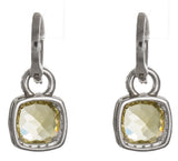 Sterling Silver Peridot Square 25mm x 10mm Silver Diamond Earrings