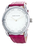 Anne Klein Women's Silvertone Fuchsia Pink Leather Watch AK/1551WTPK