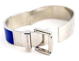 Michael Kors Silver Tone Blue Enamel Hinge Bangle Bracelet MKJ2875040