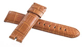 LOCMAN MEN'S 22MM CARAMEL BROWN ALLIGATOR LEATHER WATCH BAND STRAP