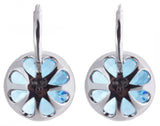 14K White Gold Women's Round Genuine Blue Topaz Diamond Earrings