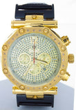 Aqua Master Black Band Gold Tone Dial Men's Diamond Watch W#138