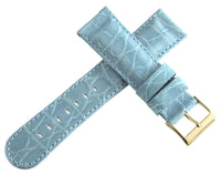 Grimoldi Mens 22mm Alligator Embossed Genuine Blue Leather Watch Band Strap