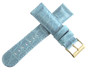 Grimoldi Mens 22mm Alligator Embossed Genuine Blue Leather Watch Band Strap