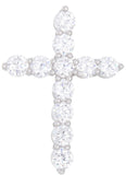 Sterling Silver Unisex Silver-Tone Cubic Zirconium 30x20mm 3.5gr Cross Pendant