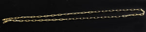 925 Sterling Silver Yellow Gold Paper Clip 3mm Chain Necklace 22 Inches Long