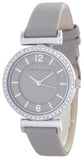 Anne Klein Women's Grey Dial Grey Leather Strap Watch W/ Crystals AK/2609