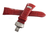 Aqua Master Mens 26mm Red Leather Silver Buckle Watch Band Strap