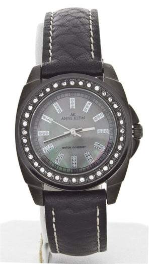Anne Klein 10/9669  Women's Swarovski Crystal Accented MOP Dial Leather Watch