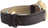 Swiss Master Women's Round Shape Gold Tone Case  Black Leather Band Diamond Wat