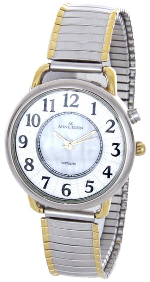 Anne Klein Women's Easy to Read Silver-Tone Expansion Bracelet Watch 10/9111MPTT
