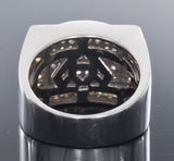 Sterling Silver Men's Yellow & White CZ Stones Square Ring
