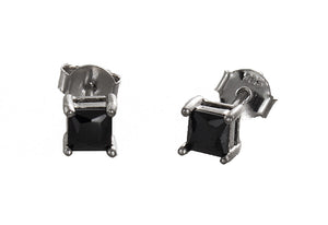 5mm Sterling Silver Black CZ Stone Stud Earrings
