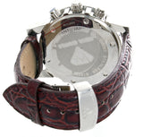 Aqua Master Mens Chrono Silver Case Burgundy Leather Band 0.24ct Diamond