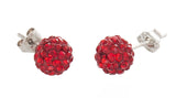 Sterling Silver Sparkling Crystal 6mm x 17mm Ruby Red Round Ball Stud Earrings