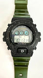 King Master Unisex Black Dial Green Rubber Band Digital Watch