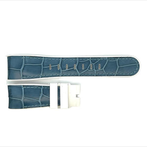 Corum 22mmx18mm White and Blue Rubber Watch Band Strap