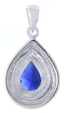 925 Sterling Silver White and Sapphire Cubic Zirconia Teardrop Shape Pendant