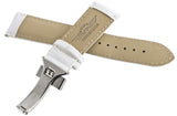 King Master 24mm White Leather Silver Buckle Watch Band Strap