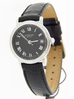 Raymond Weil Women's 53741 Tradition Steel Round Case Black Dial Leather Watch