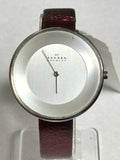 Skagen Women's Gitte Faceted Stainless Steel Leather Band Watch SKW2273