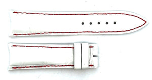 Ulysse Nardin 20mm x 18mm White Leather Red Stitching Watch Band Strap K3J2A
