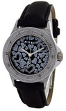 Swiss Master Women Round Silver-tone Case Silver Dial Leather Diamond Watch
