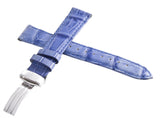 Joe Rodeo 18mm Blue Leather Watch Band Strap With Silver Tone Deployment Clasp