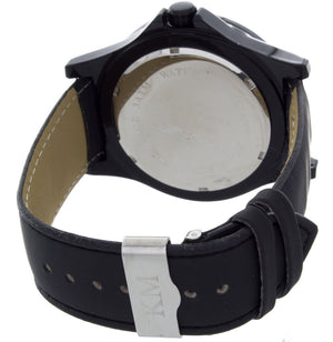 King Master Men's  104M Diamond Stainless Steel Case Black Leather Band Watch